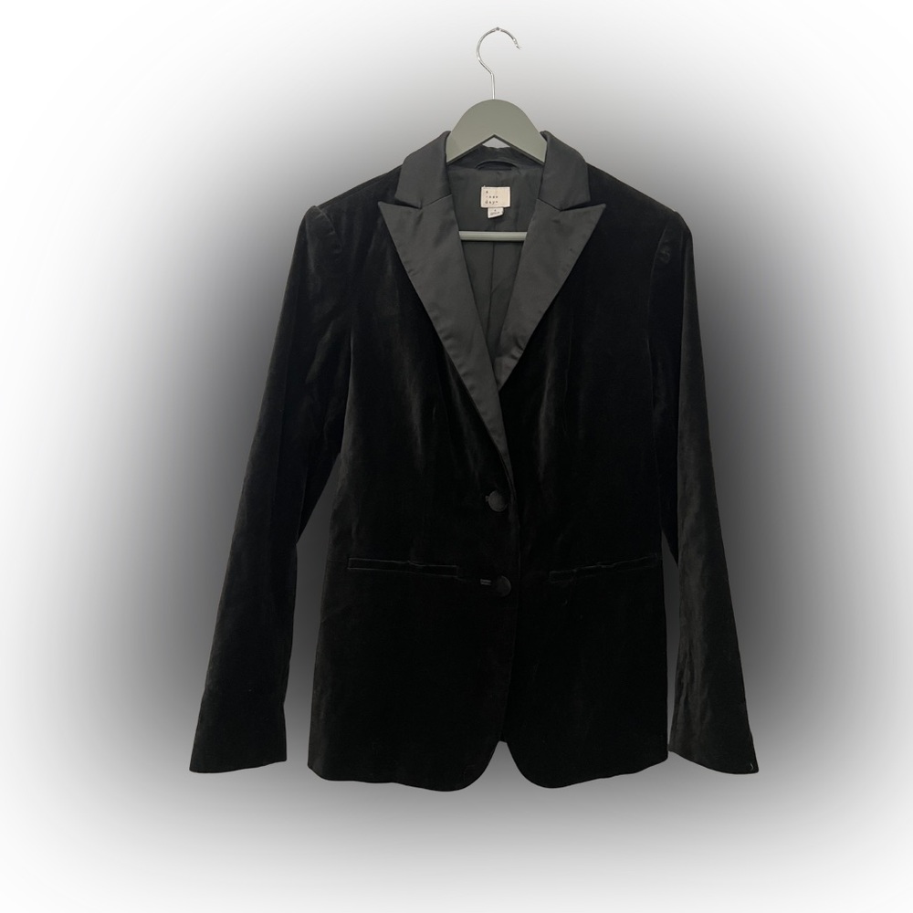 A New Day Black Velvet, Satin, & Buttons Blazer – Size 6  FLAW  Night Out Party